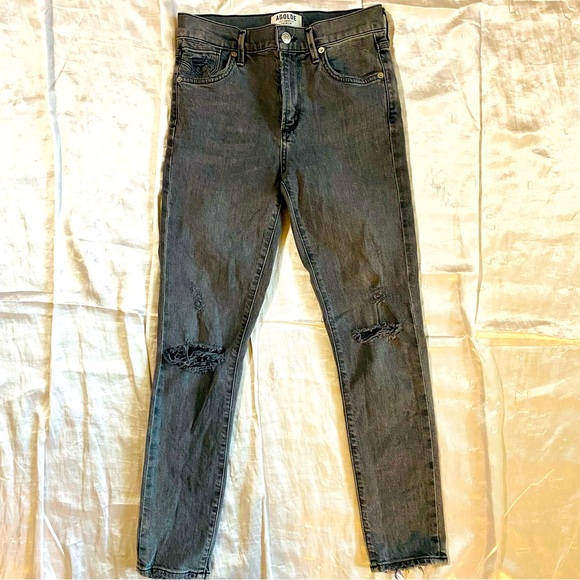 Agolde Denim - Agolde Womens Gray High Rise Crop Skinny Jeans Size 24
